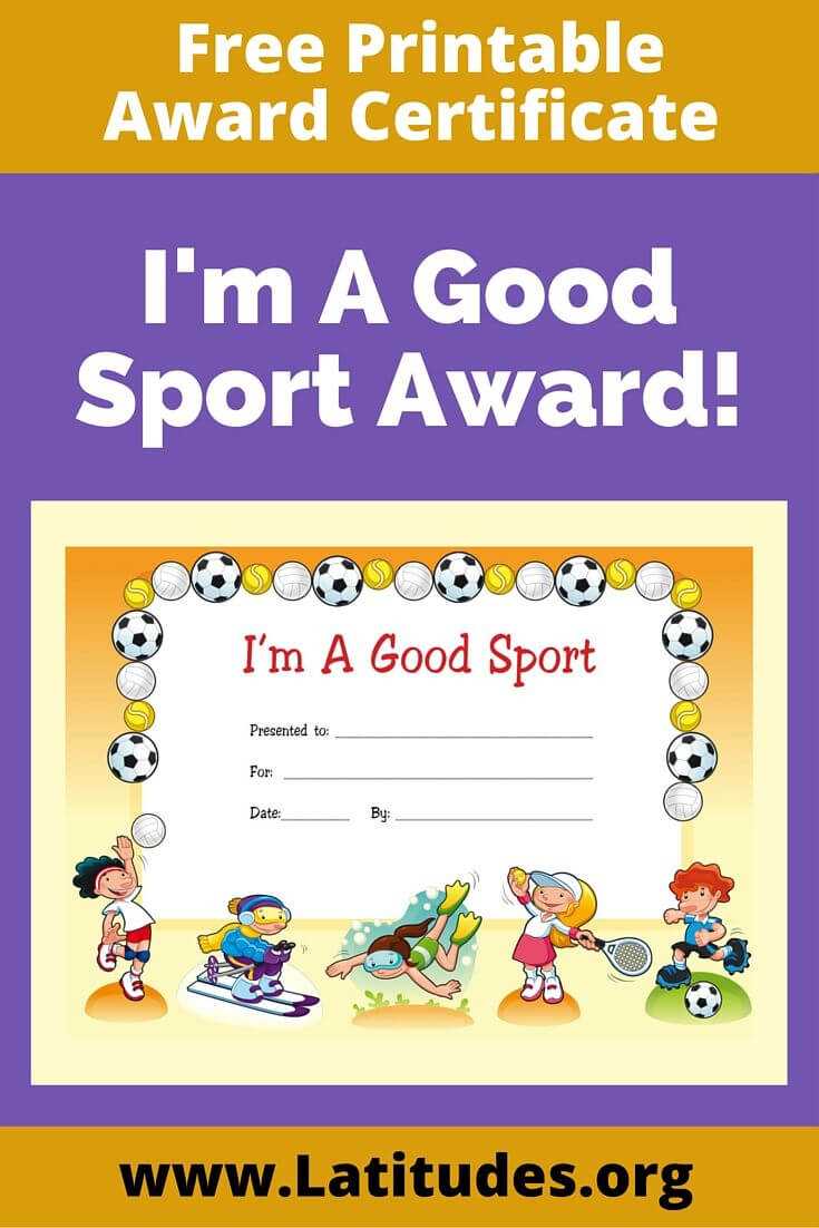 Free Award Certificate – I'm A Good Sport (Primary | Life Throughout Sports Day Certificate Templates Free