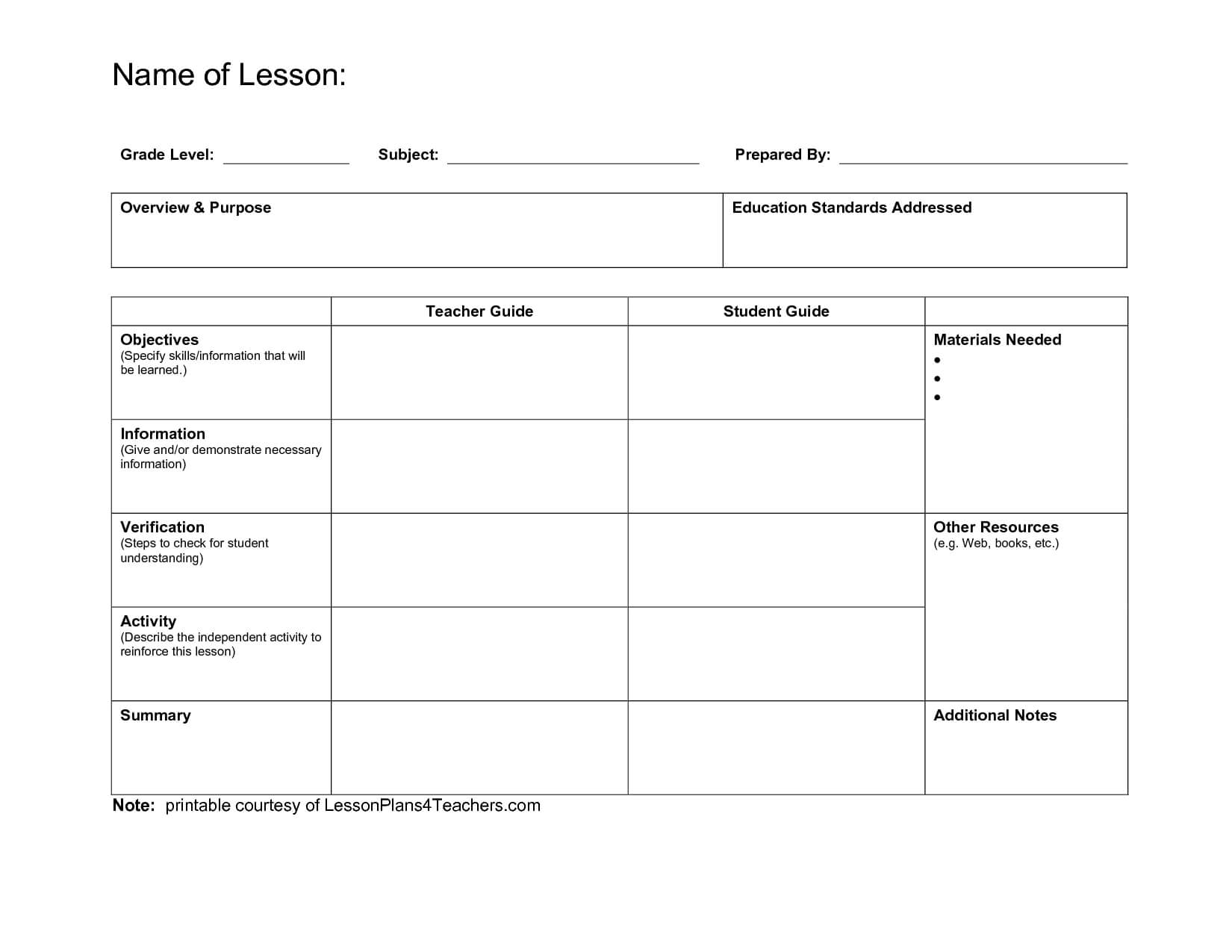 Free Blank Lesson Plan Template View Image Page | Lesson For Madeline Hunter Lesson Plan Template Blank