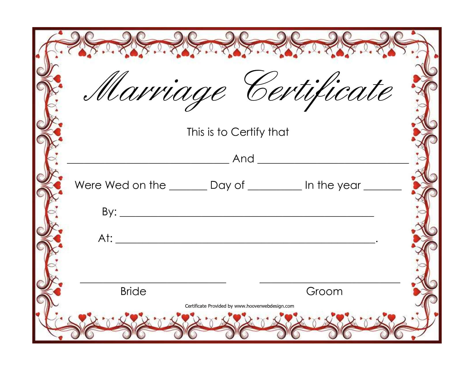 Free Blank Marriage Certificates | Printable Marriage Pertaining To Blank Marriage Certificate Template