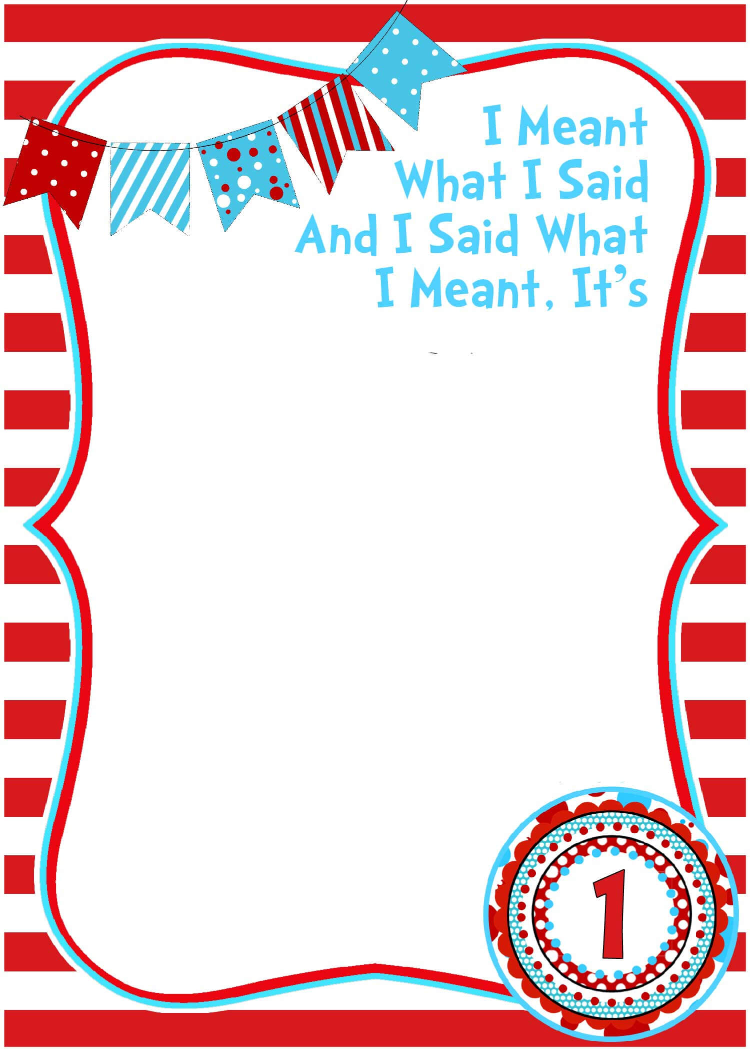 Free Blank Printable Dr. Seuss 1St Invitation Template With Regard To Blank Cat In The Hat Template