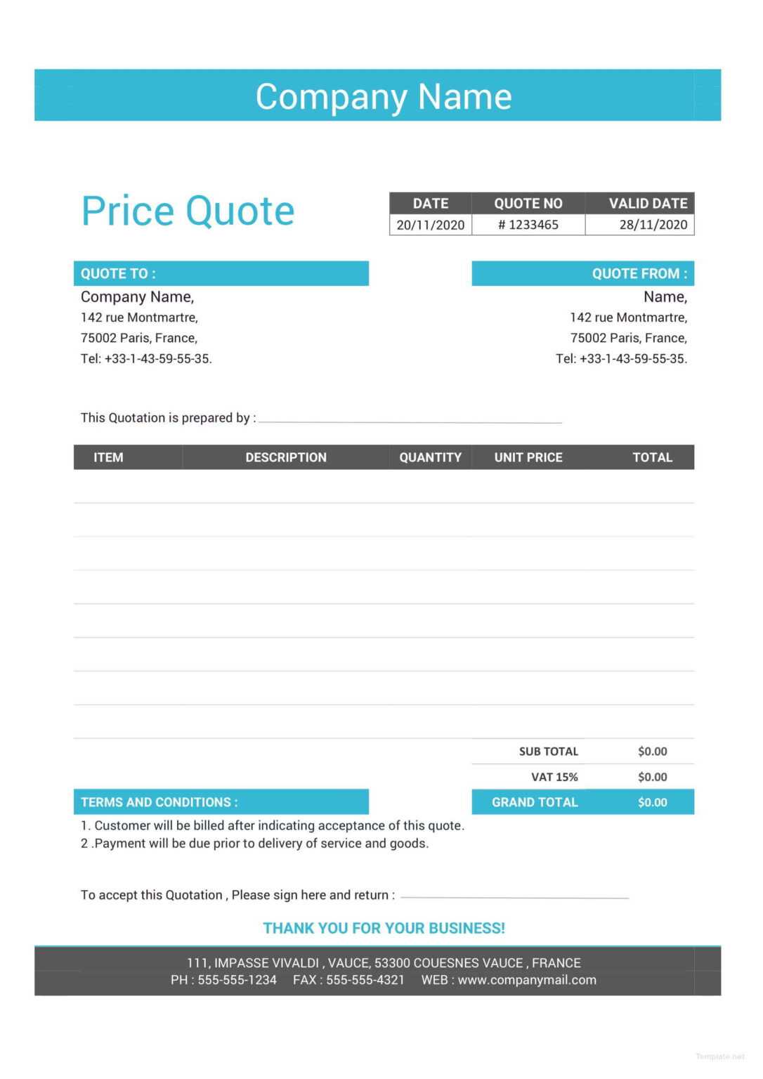 Free Business Quotation Format Quotation Format, Quote With Web