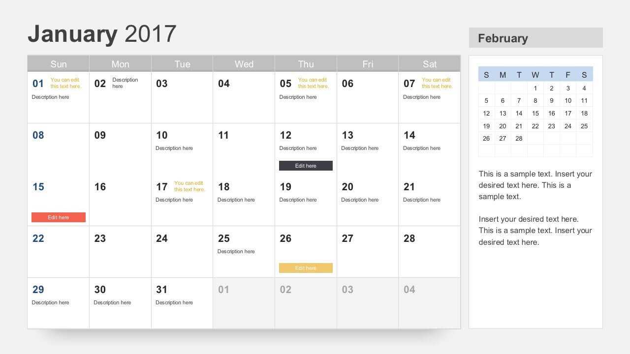 Free Calendar 2017 Template For Powerpoint Intended For What Is Template In Powerpoint