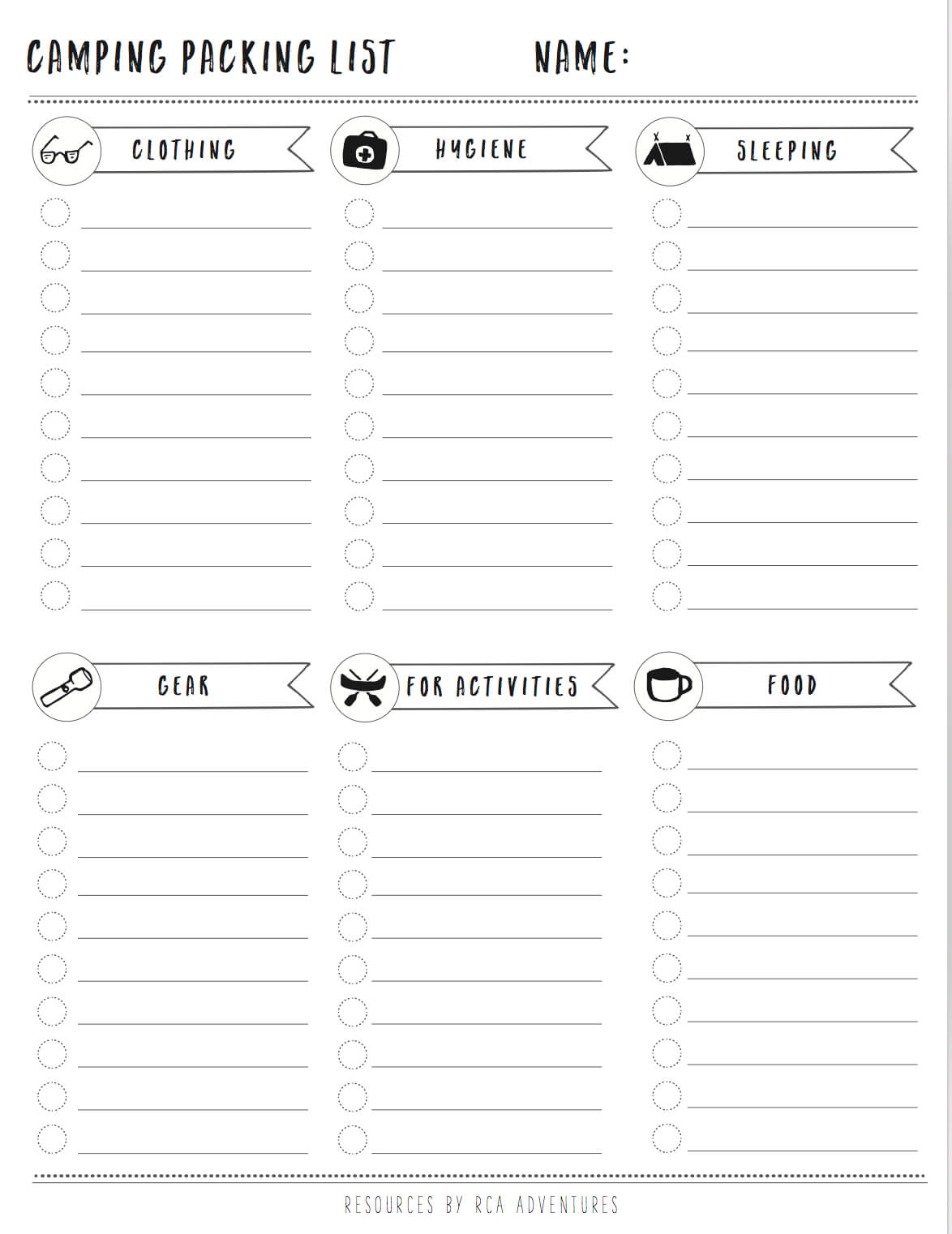 Free Camping Packing List Template! | Packing List Template With Blank Packing List Template