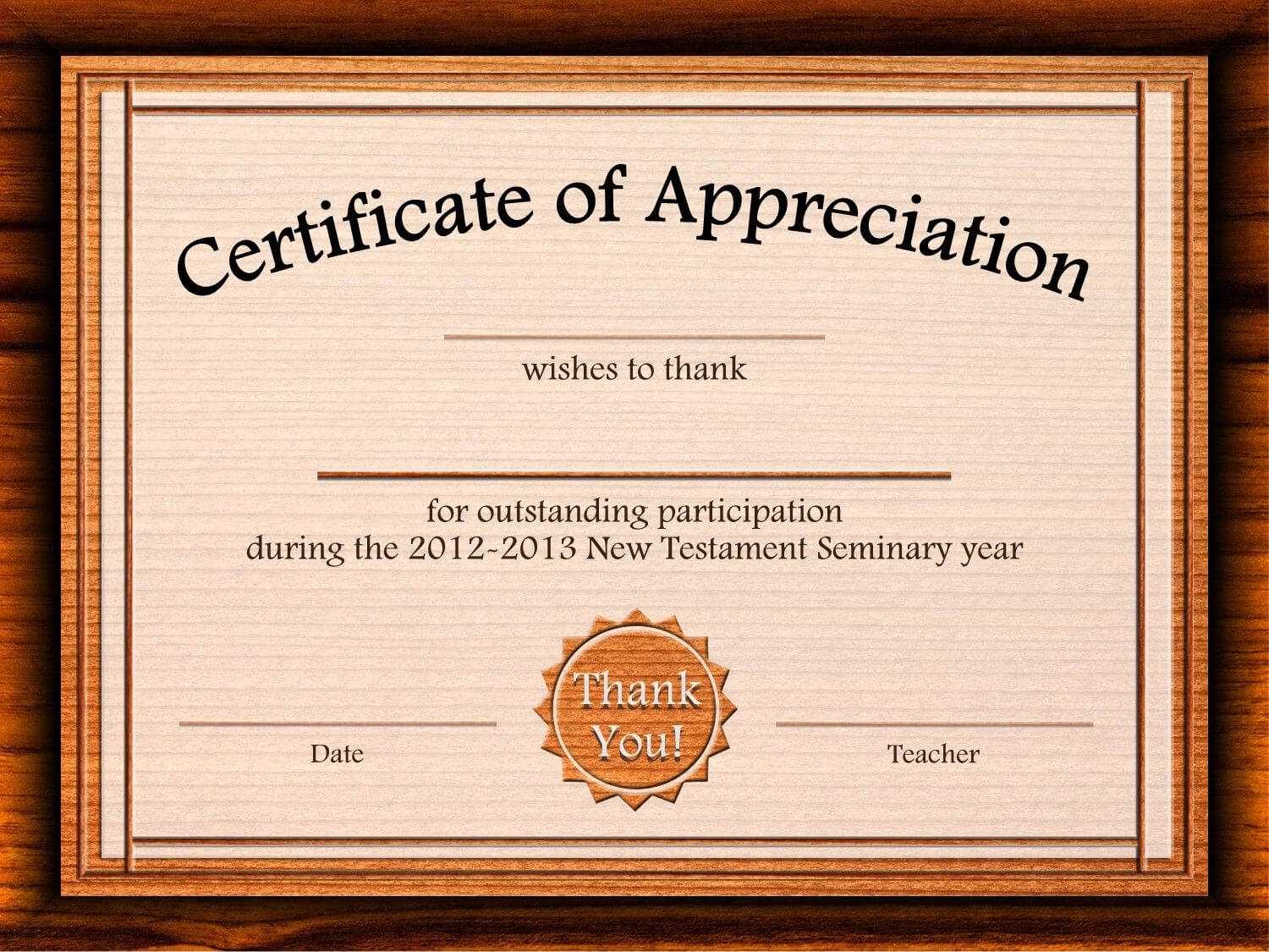 Free Certificate Of Appreciation Templates For Word Pertaining To Certificate Of Excellence Template Word