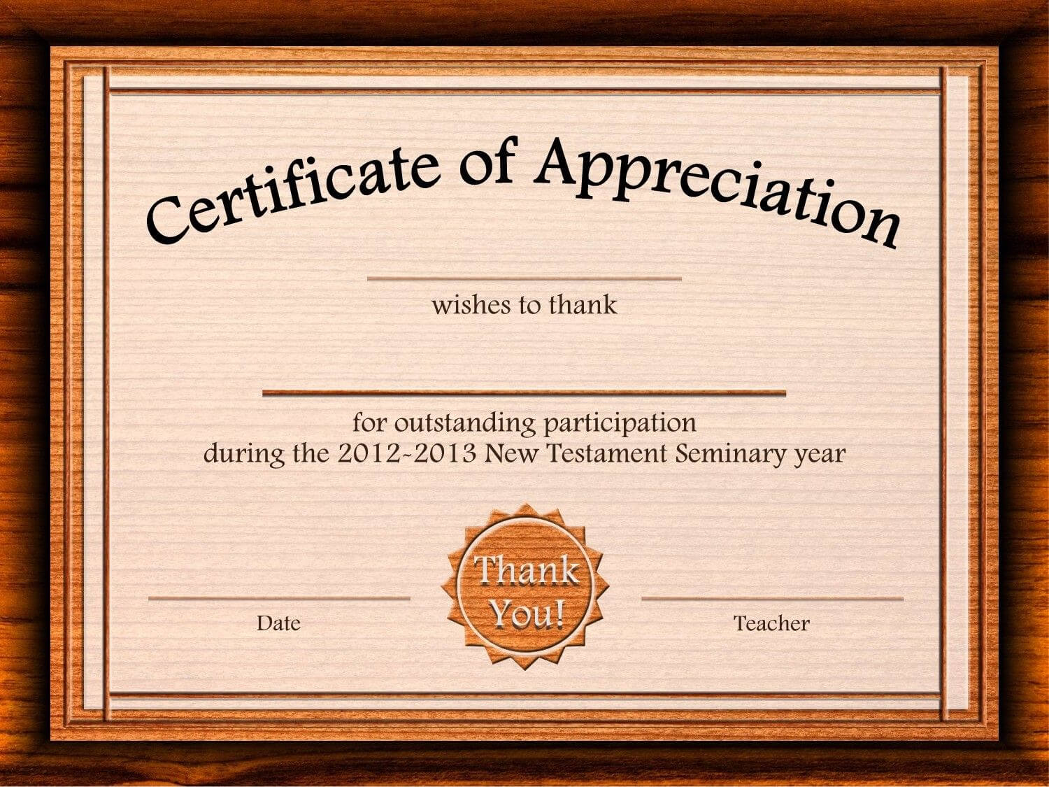 Free Certificate Of Appreciation Templates For Word Pertaining To Certificate Of Recognition Word Template