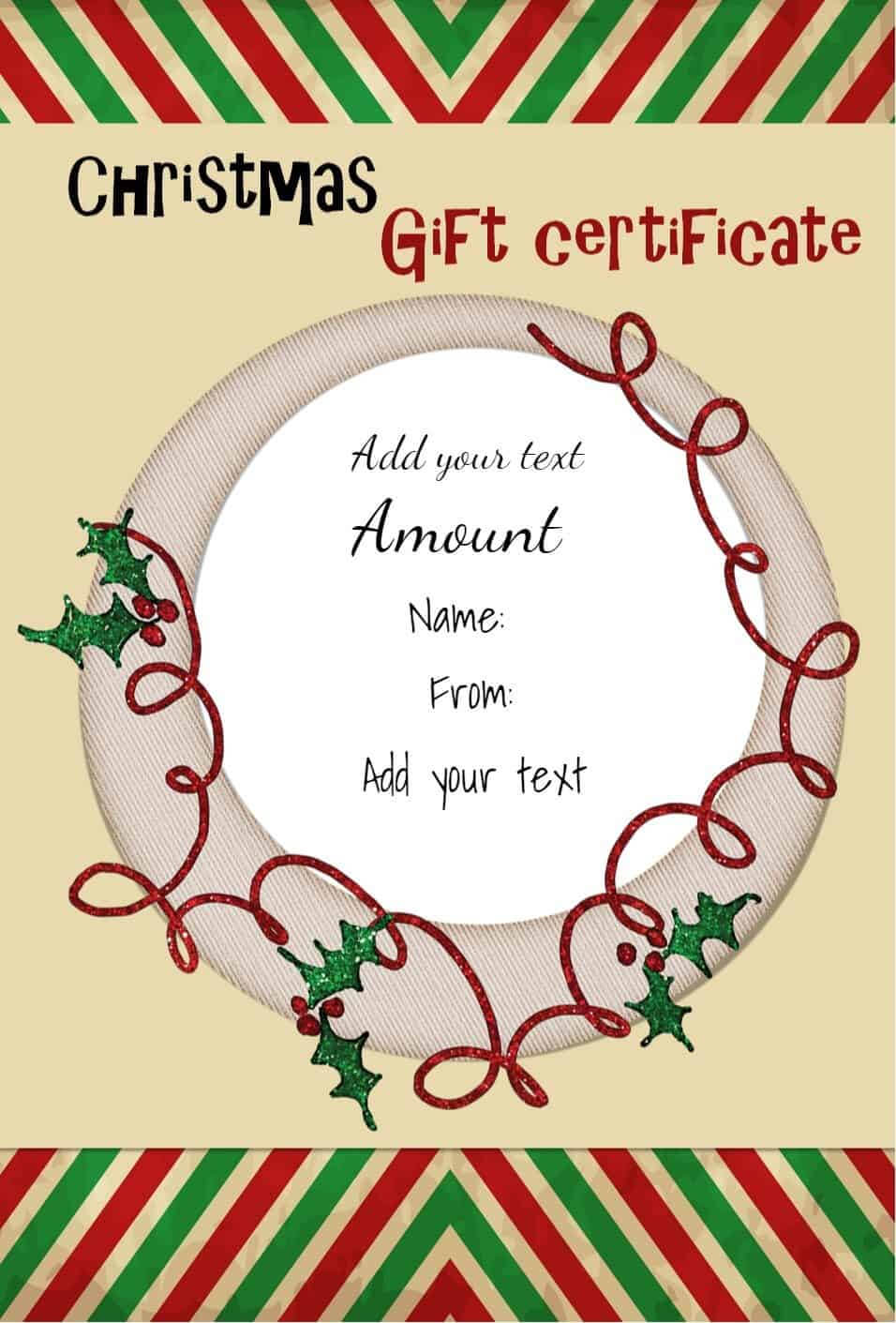 Free Christmas Gift Certificate Template | Customize Online Within Homemade Christmas Gift Certificates Templates