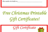Free Christmas Printable Gift Certificates | Work for Homemade Christmas Gift Certificates Templates