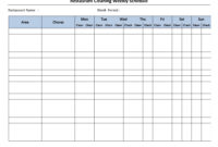 Free Cleaning Schedule Forms | Excel Format And Payroll throughout Blank Cleaning Schedule Template