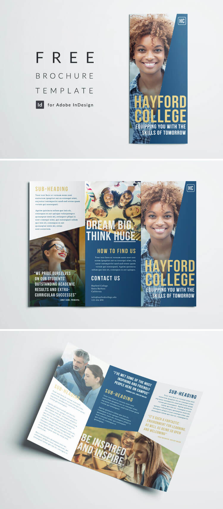 Free College Brochure Template | Simple Tri Fold Design Throughout Tri Fold Brochure Template Indesign Free Download
