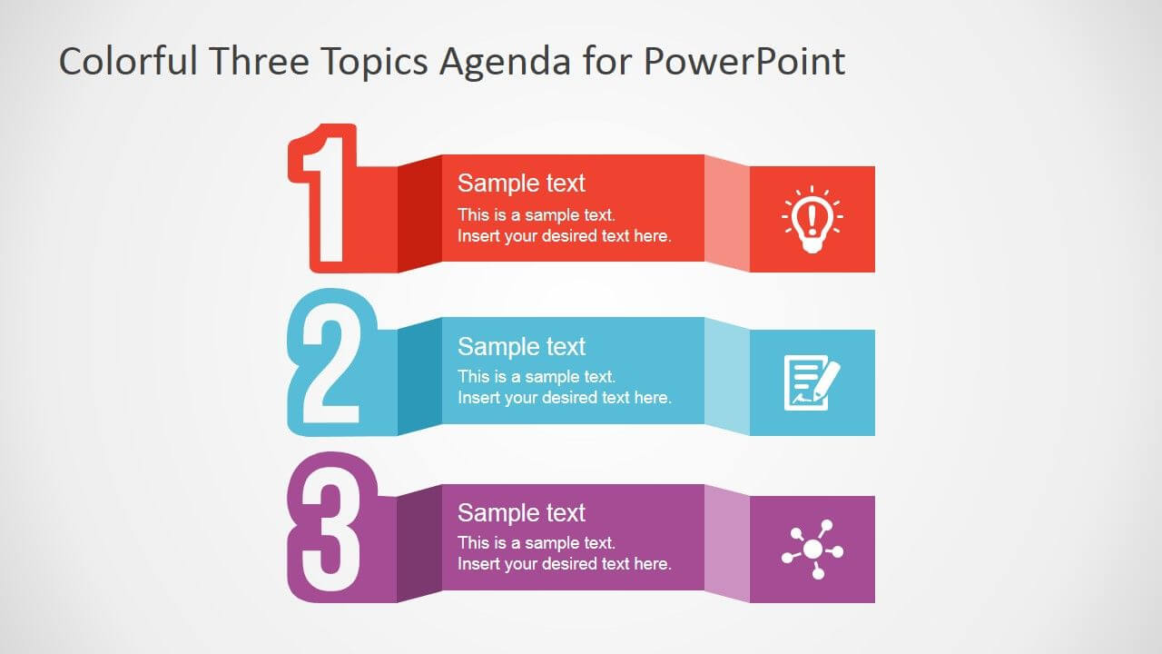Free Colorful Three Topics Agenda For Powerpoint Regarding Powerpoint Replace Template