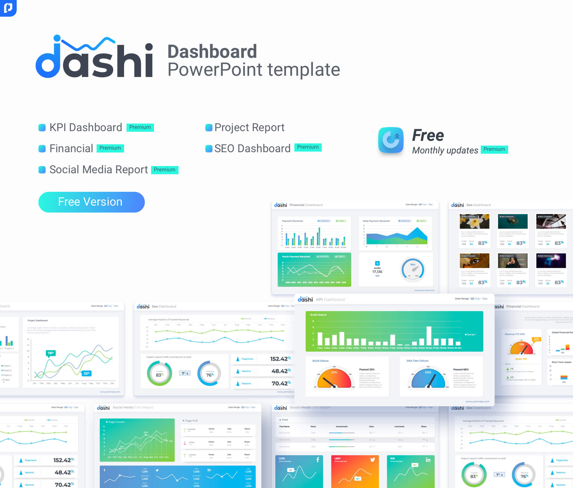 Free Dashboard Powerpoint Template - Ppt Presentation Inside Project Dashboard Template Powerpoint Free