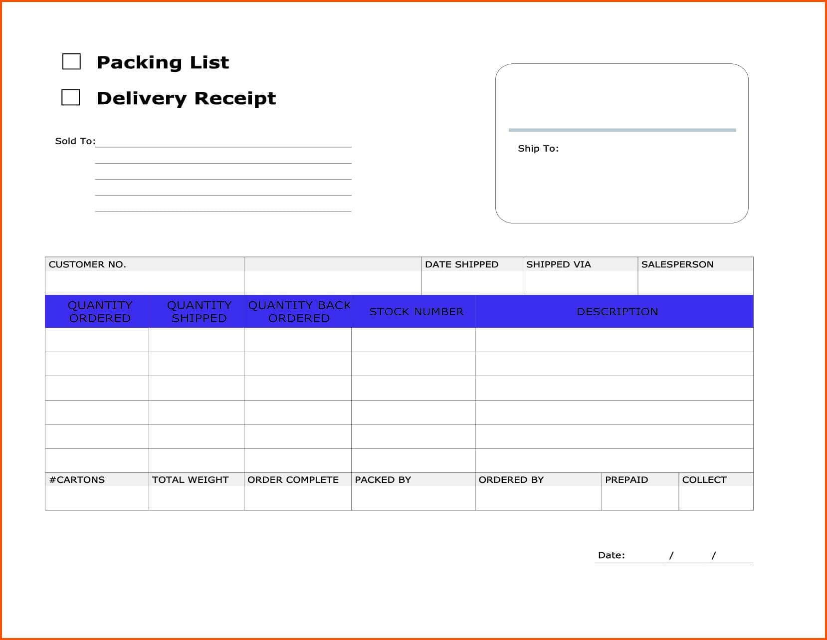 Free Delivery Receipt Template [Pdf, Word Doc & Excel] | The Regarding Blank Taxi Receipt Template