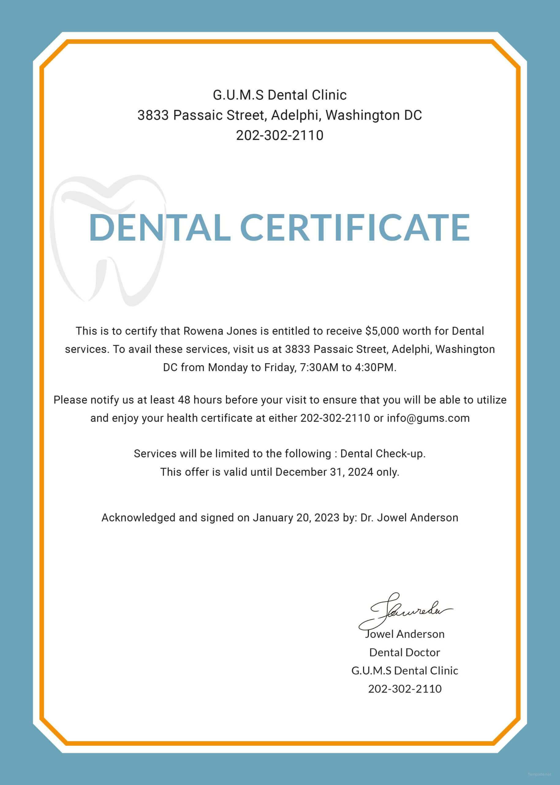 Free Dental Medical Certificate Sample | Free Dental With Regard To Free Fake Medical Certificate Template