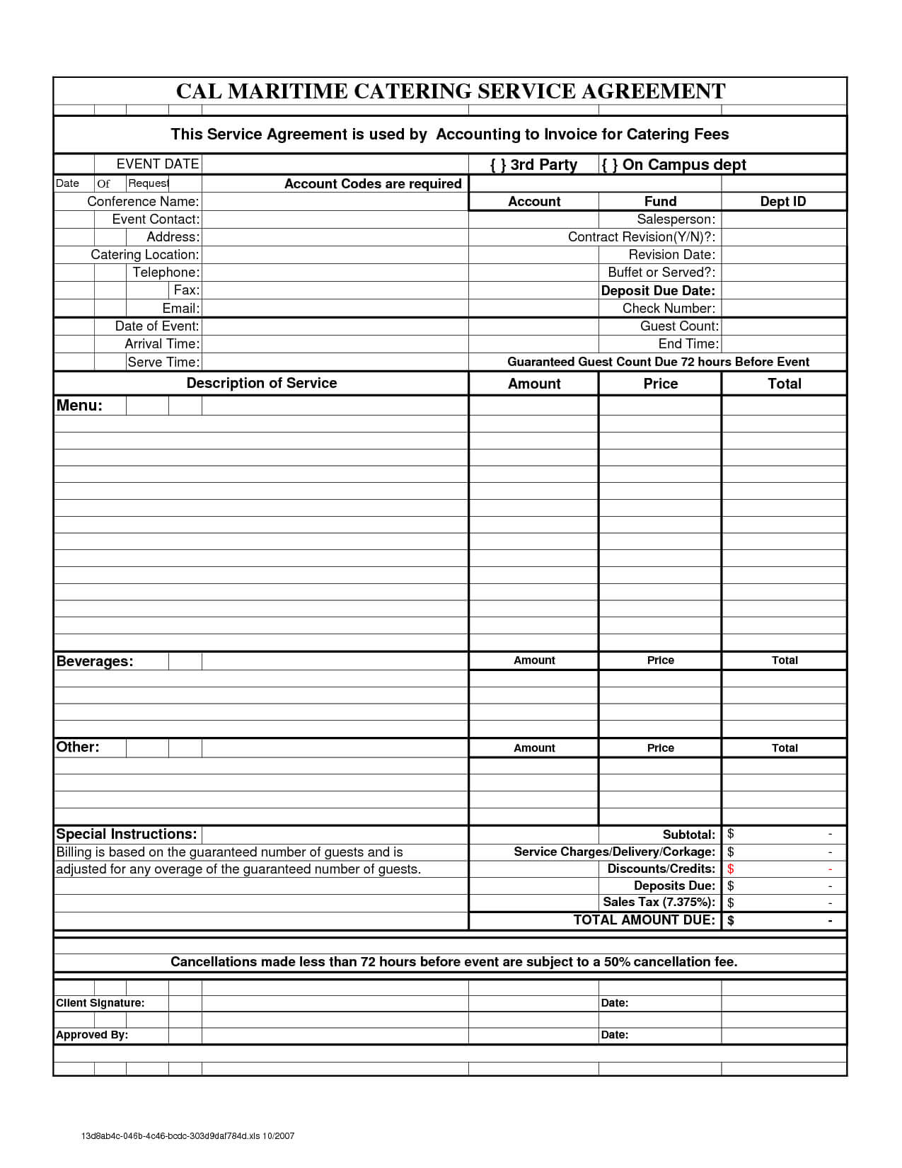 Free Downloadable Catering Contracts Forms | Catering Regarding Catering Contract Template Word