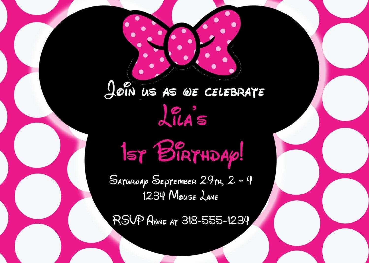 Free Editable Minnie Mouse Birthday Invitations | Minnie Inside Minnie Mouse Card Templates