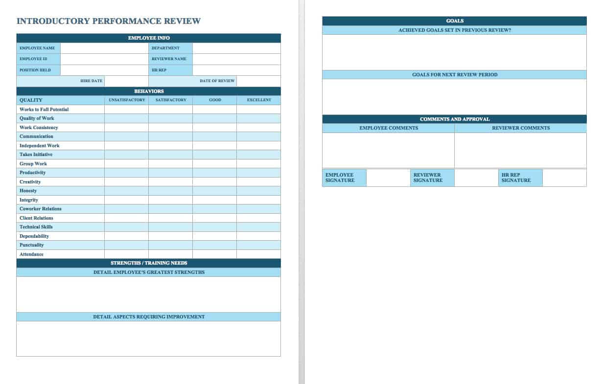 Free Employee Performance Review Templates | Smartsheet Inside Annual Review Report Template