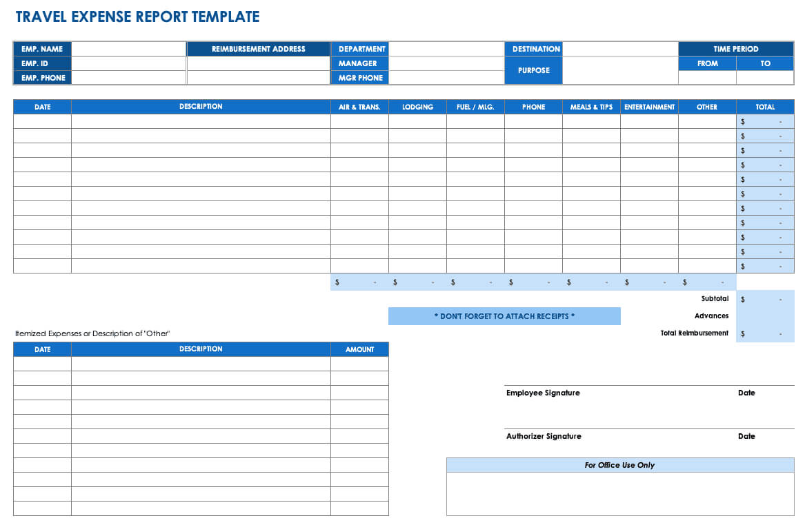 Free Expense Report Templates Smartsheet Intended For Expense Report Spreadsheet Template Excel