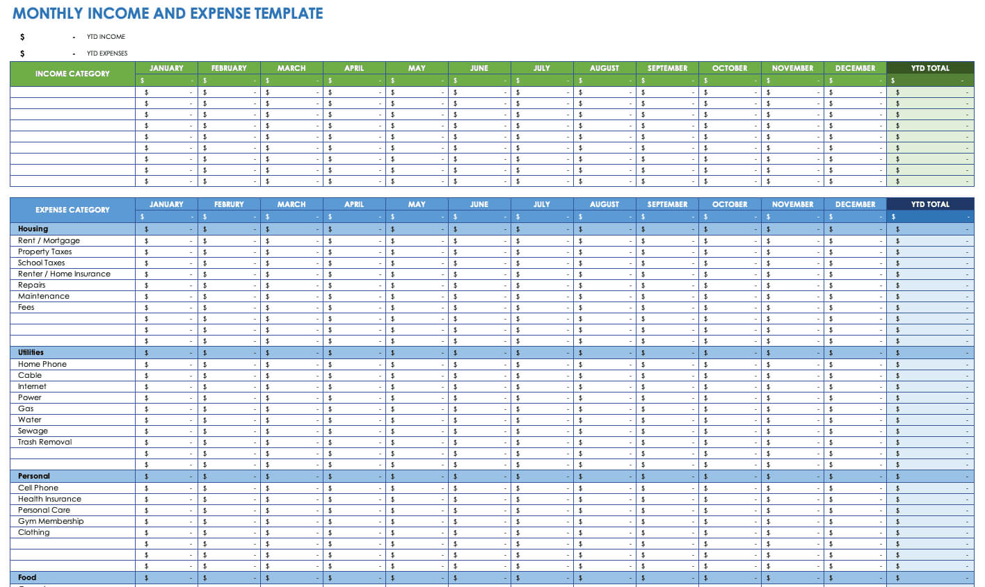 Free Expense Report Templates Smartsheet Pertaining To Monthly Expense Report Template Excel