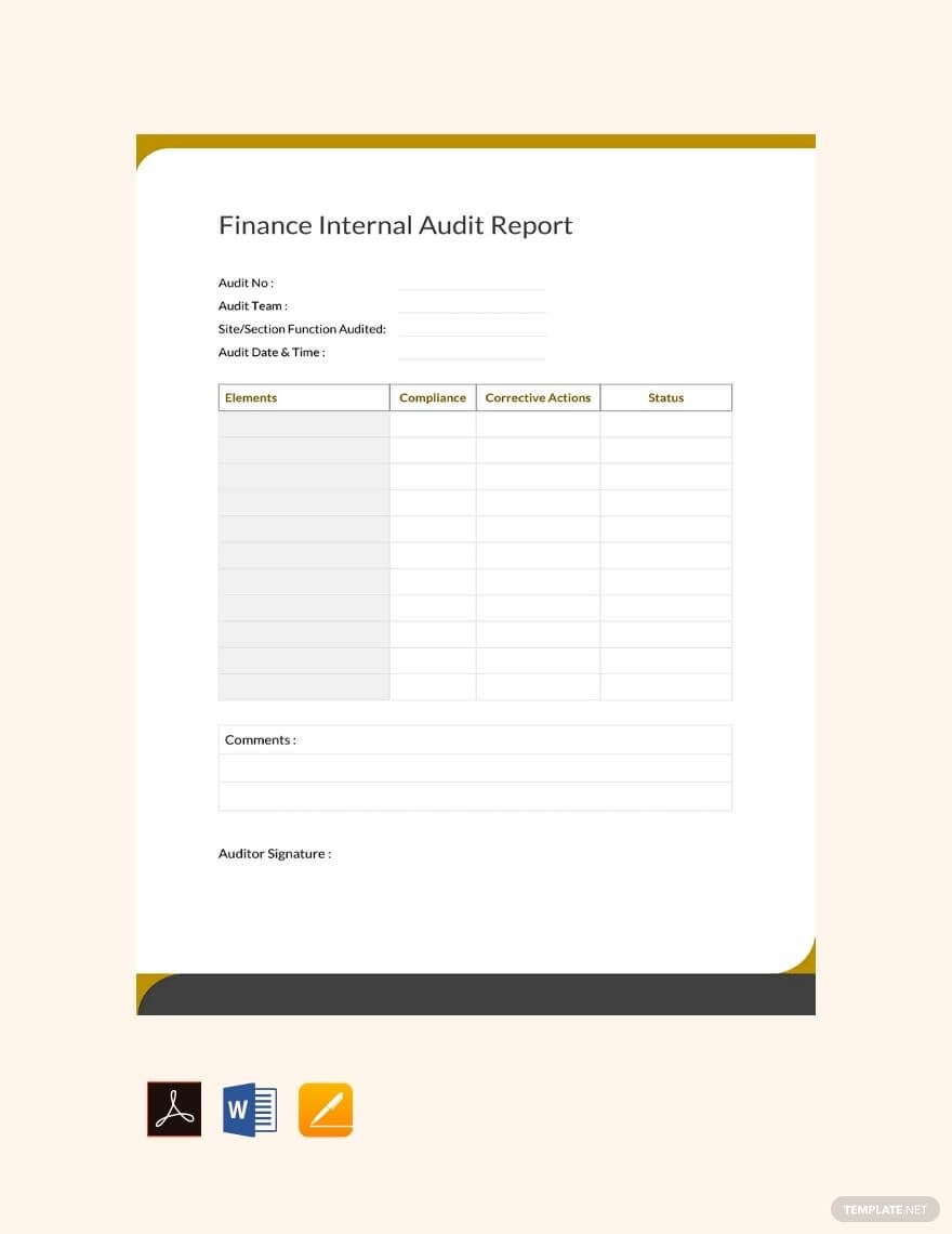 Free Finance Internal Audit Report | Internal Audit Pertaining To Boyfriend Report Card Template