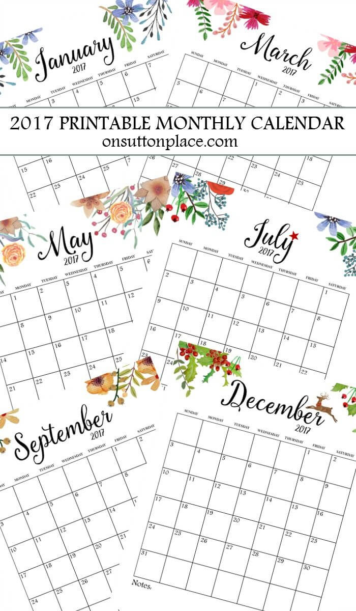 Free Floral 2020 Printable Calendar | Free Printable Regarding Month At A Glance Blank Calendar Template