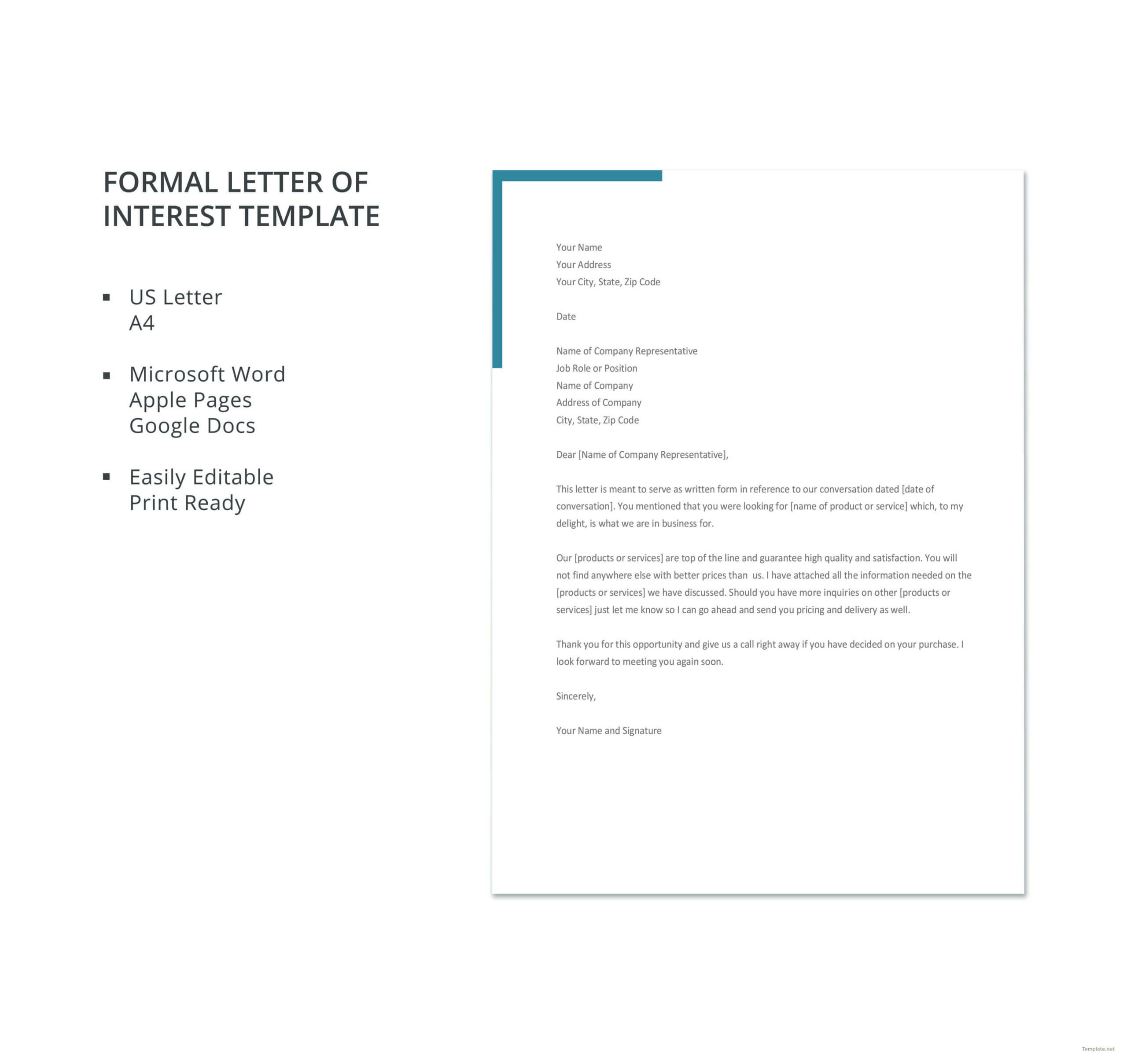 Free Formal Letter Of Interest | Letter Of Interest Template Throughout Letter Of Interest Template Microsoft Word