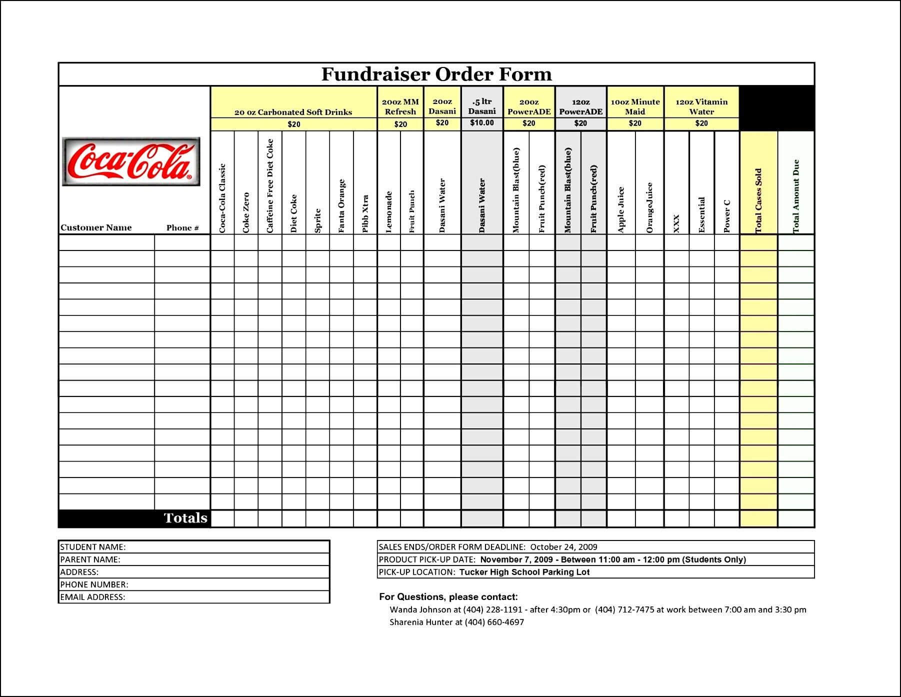 Free Fundraiser Order Form Template | Besttemplates123 Pertaining To Blank Fundraiser Order Form Template