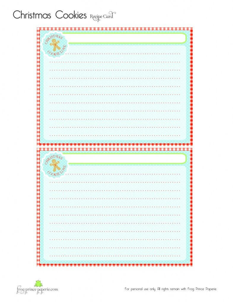 Free} Gingerbread Christmas Cookies Free Printable Recipe Throughout Cookie Exchange Recipe Card Template