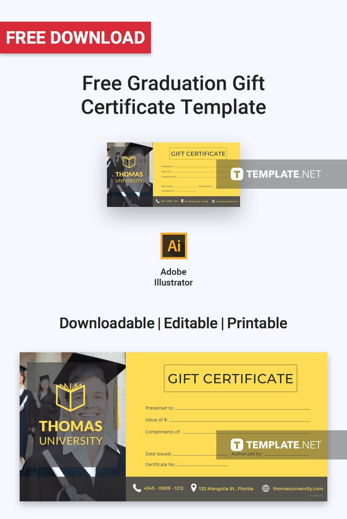 Free Graduation Gift Certificate | Gift Certificate Template Regarding Graduation Gift Certificate Template Free