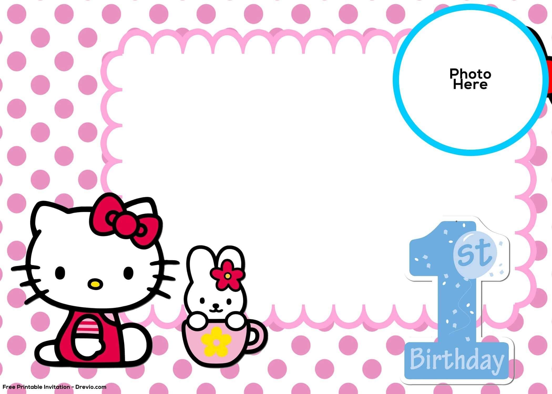 Free Hello Kitty 1St Birthday Invitation Template | Free For Hello Kitty Birthday Card Template Free