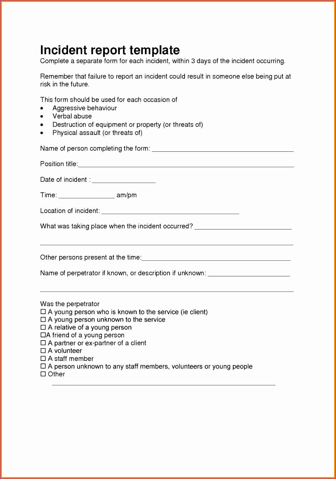 Free Incident Report Template – Fiveoutsiders In Ohs Incident Report Template Free