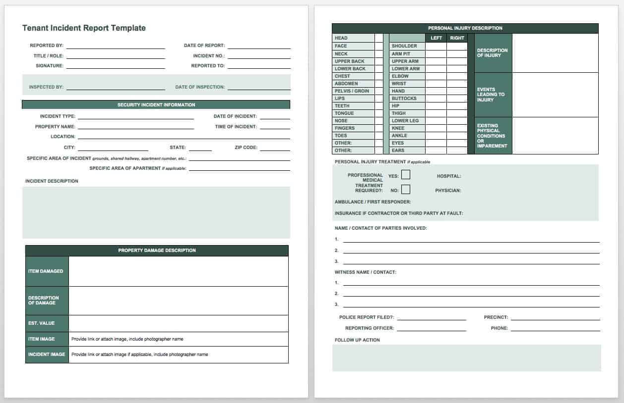 Free Incident Report Templates & Forms | Smartsheet For Case Report Form Template