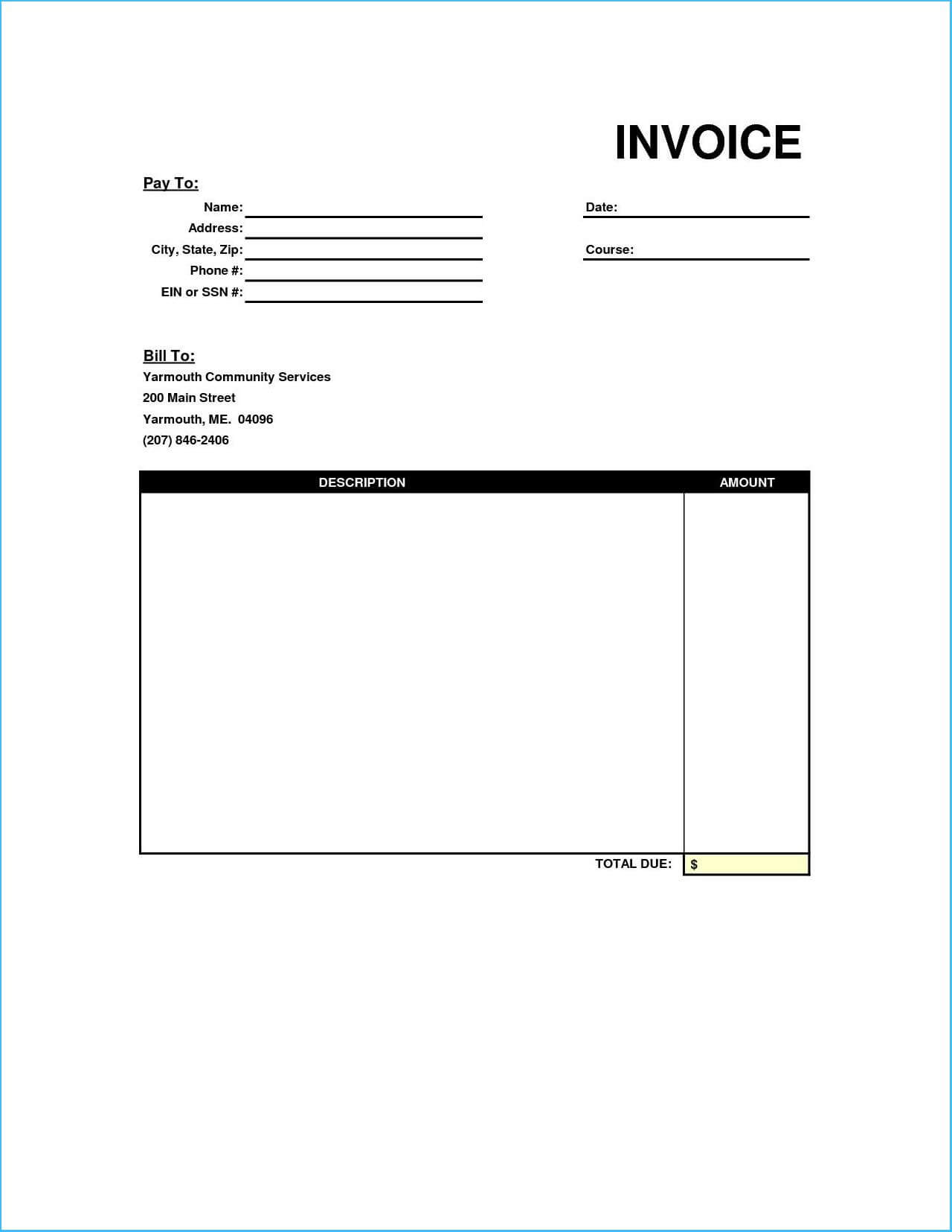 Free Intable Business Invoice Template Format In Microsoft With Regard To Free Printable Invoice Template Microsoft Word