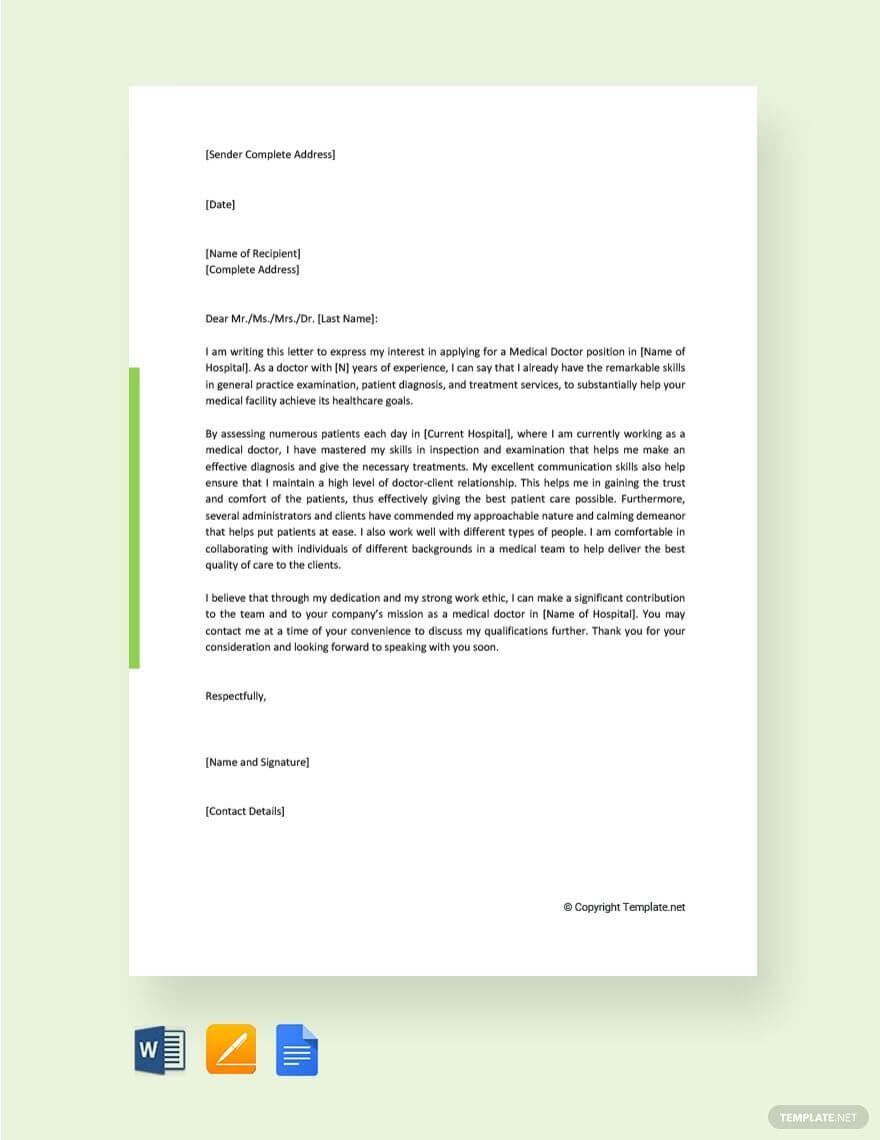 Free Job Application Letter For Medical Doctor | Application With Letter Of Interest Template Microsoft Word