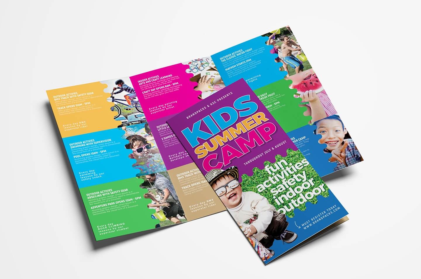 Free Kid's Camp Flyer & Brochure Template In Psd, Ai Inside Summer Camp Brochure Template Free Download