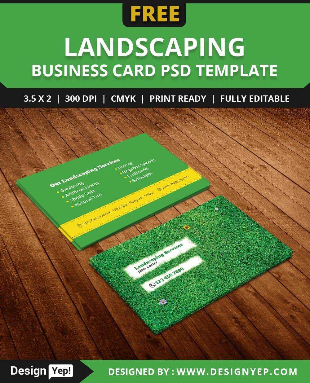 Free Landscaping Business Card Template Psd | Free Business Regarding Lawn Care Business Cards Templates Free