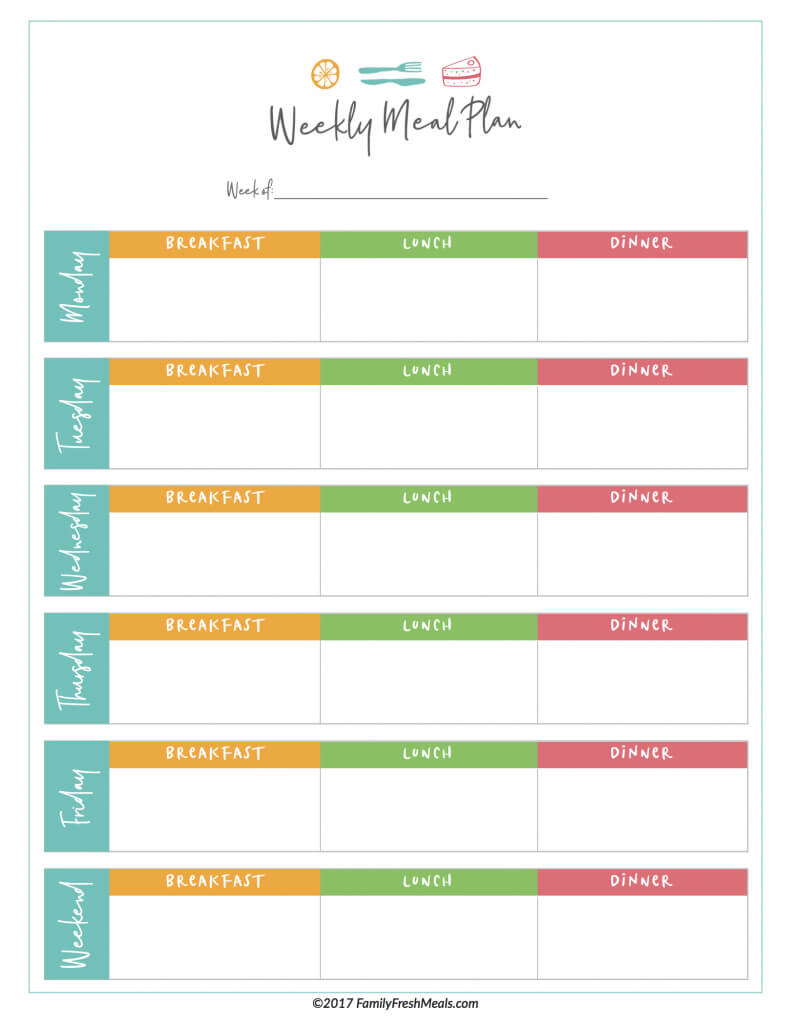 Free Meal Plan Printables - Family Fresh Meals With Regard To Blank Meal Plan Template