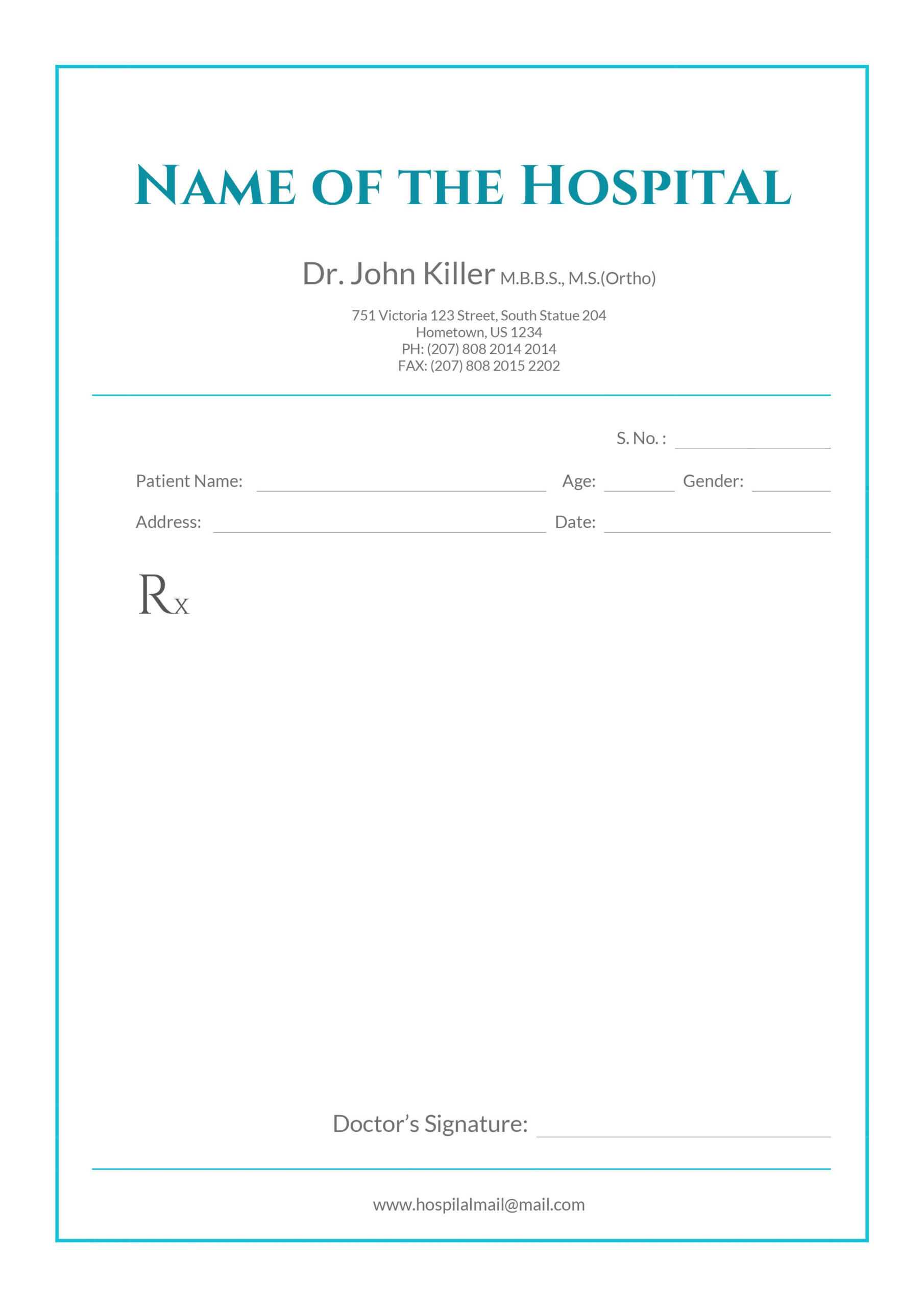 Free Medical Prescription Format | Medical Prescription Pertaining To Doctors Prescription Template Word