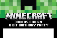 Free Minecraft Birthday Invitations - Personalize For Print pertaining to Minecraft Birthday Card Template