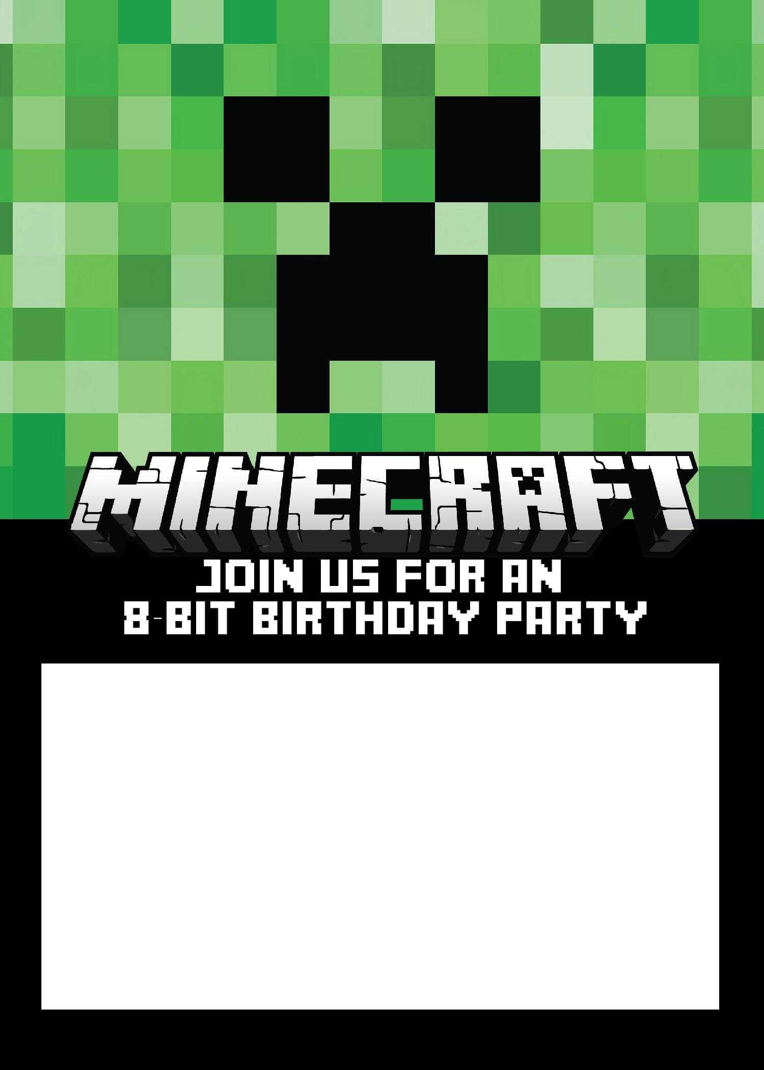 Free Minecraft Birthday Invitations – Personalize For Print Pertaining To Minecraft Birthday Card Template