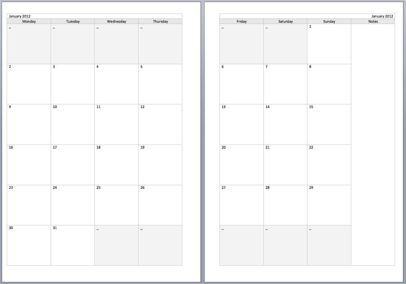 Free Monthly Filofax Diary Templates For A5 And Personal With Regard To Personal Word Wall Template