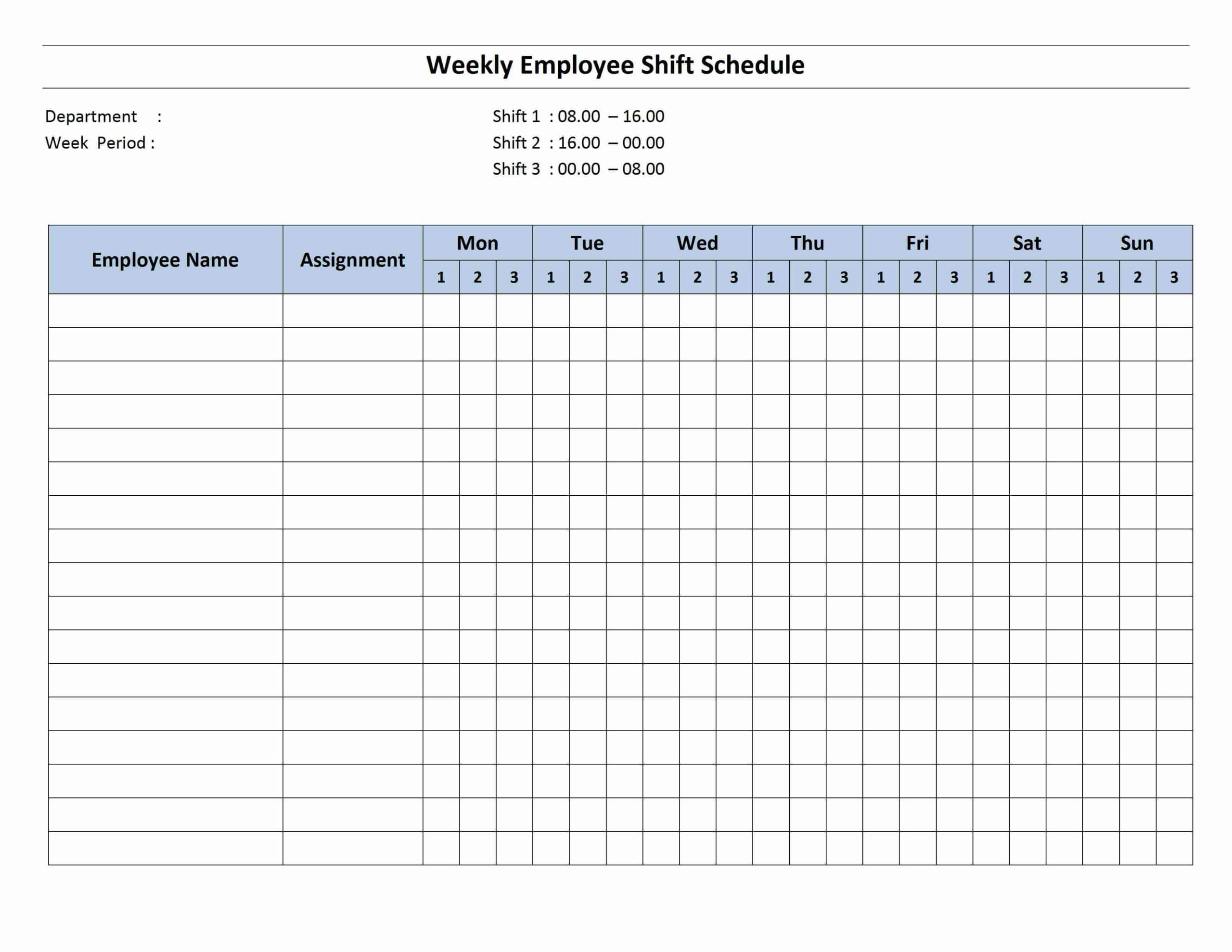 Free Monthly Work Schedule Template | Weekly Employee 8 Hour Throughout Blank Monthly Work Schedule Template