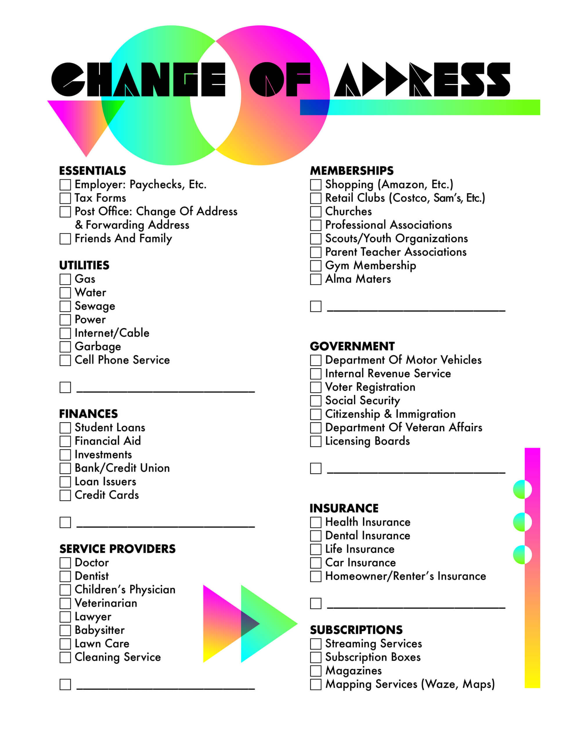 Free Moving Checklist Printable | This Change Of Address With Moving House Cards Template Free