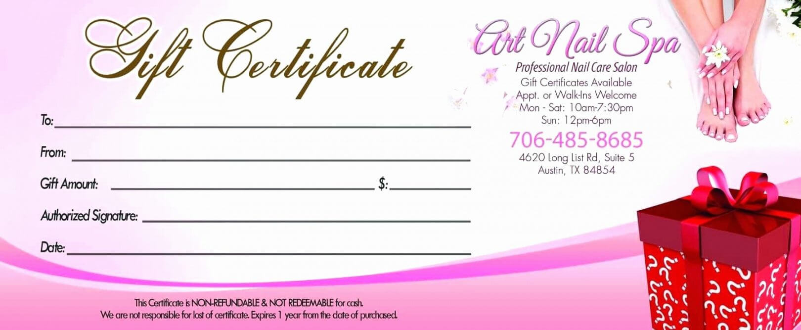Free Nail Salon A Street Design For Template Nail Salon Gift Pertaining To Salon Gift Certificate Template