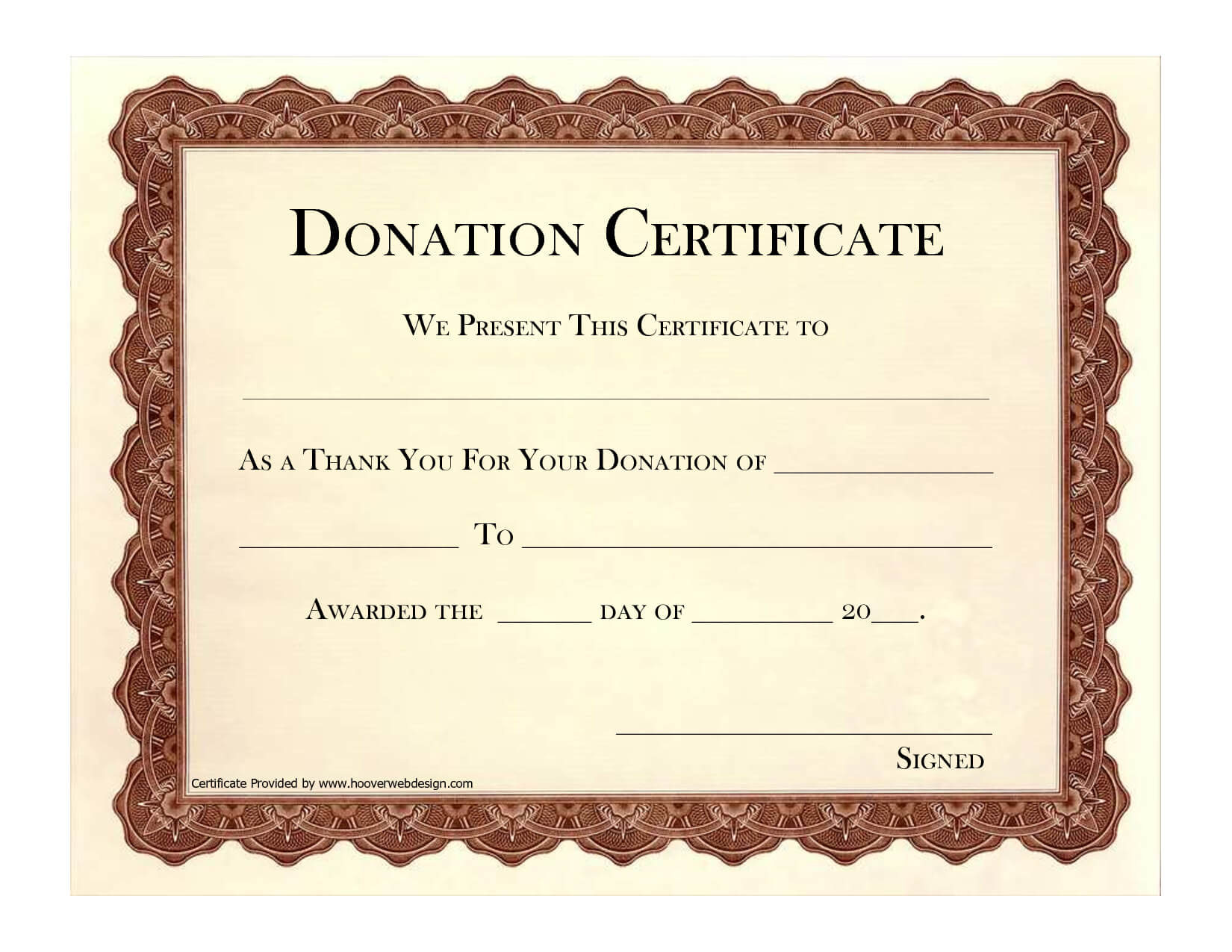 Free New Templates Donation Certificate Template With Regard To Certificate Of Ownership Template