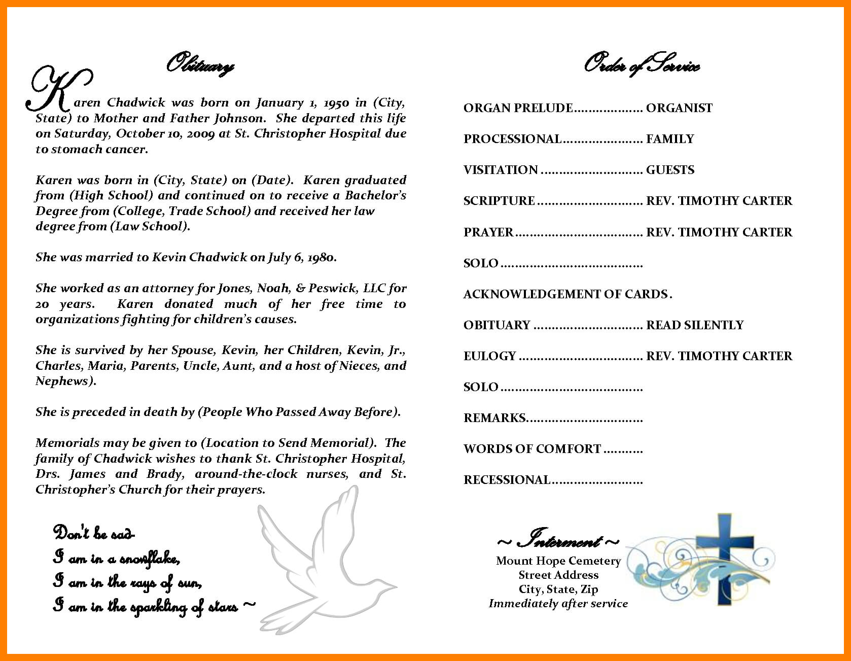 Free Obituary Template – Free Download Throughout Free Obituary Template For Microsoft Word
