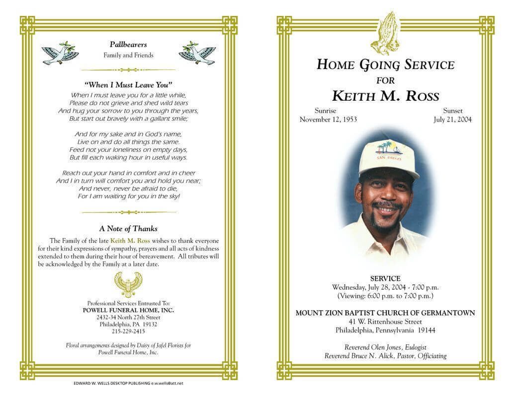 Free Obituary Template | Funeral Program Template Free Regarding Free Obituary Template For Microsoft Word