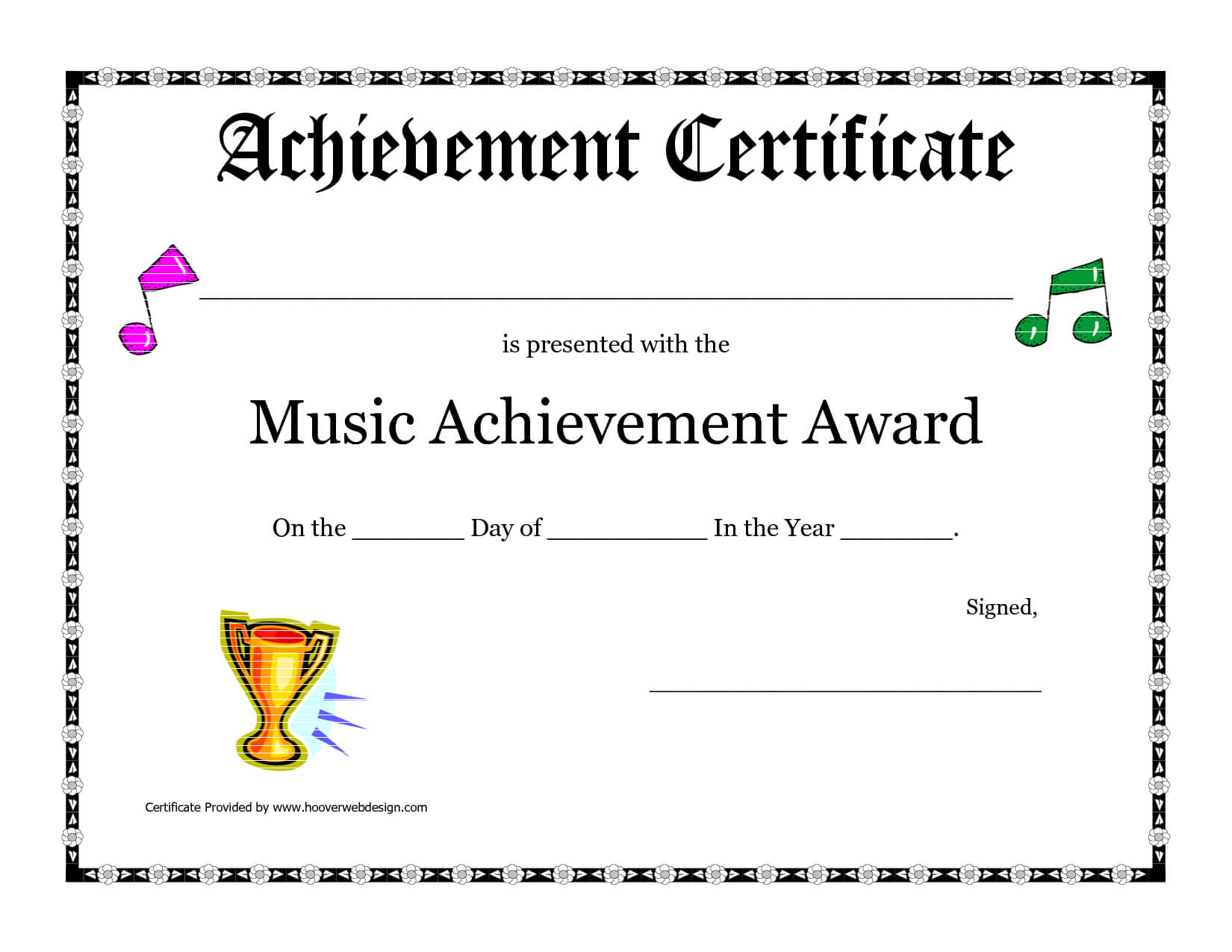 Free Printable Achievement Award Certificate Template Within Choir Certificate Template