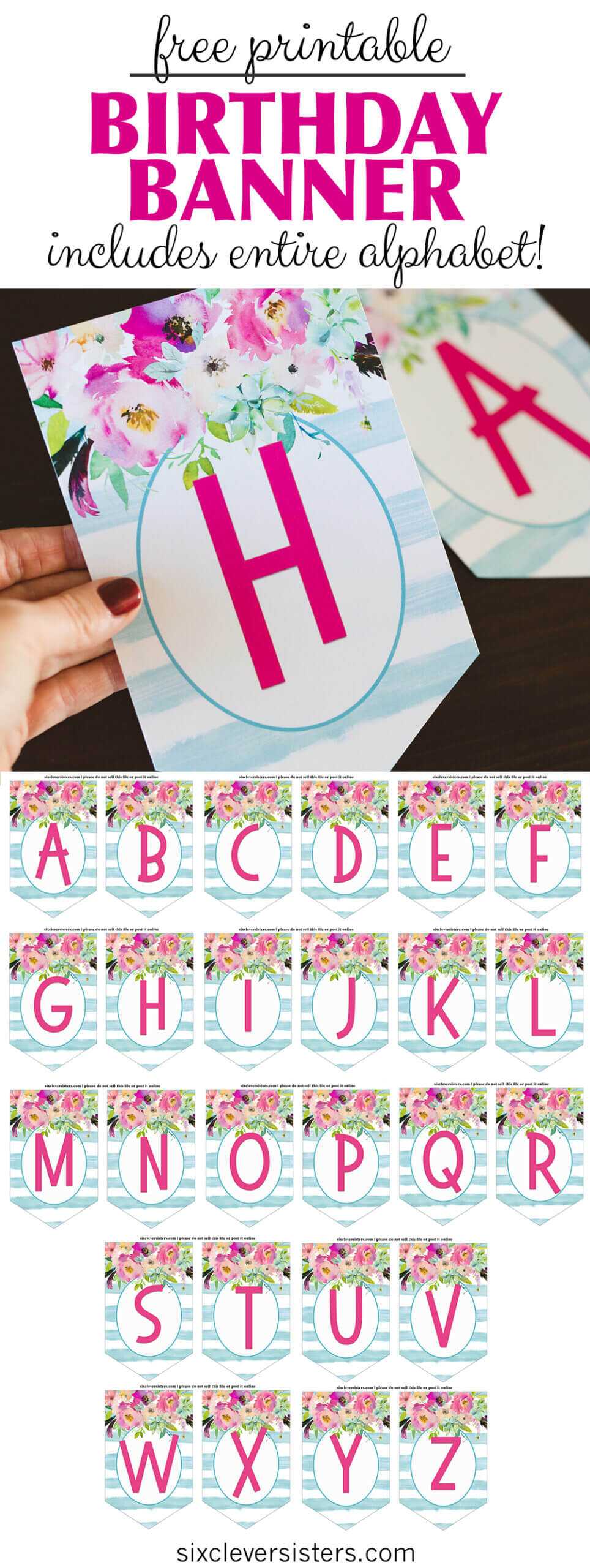 Free Printable Birthday Banner – Six Clever Sisters In Diy Birthday Banner Template