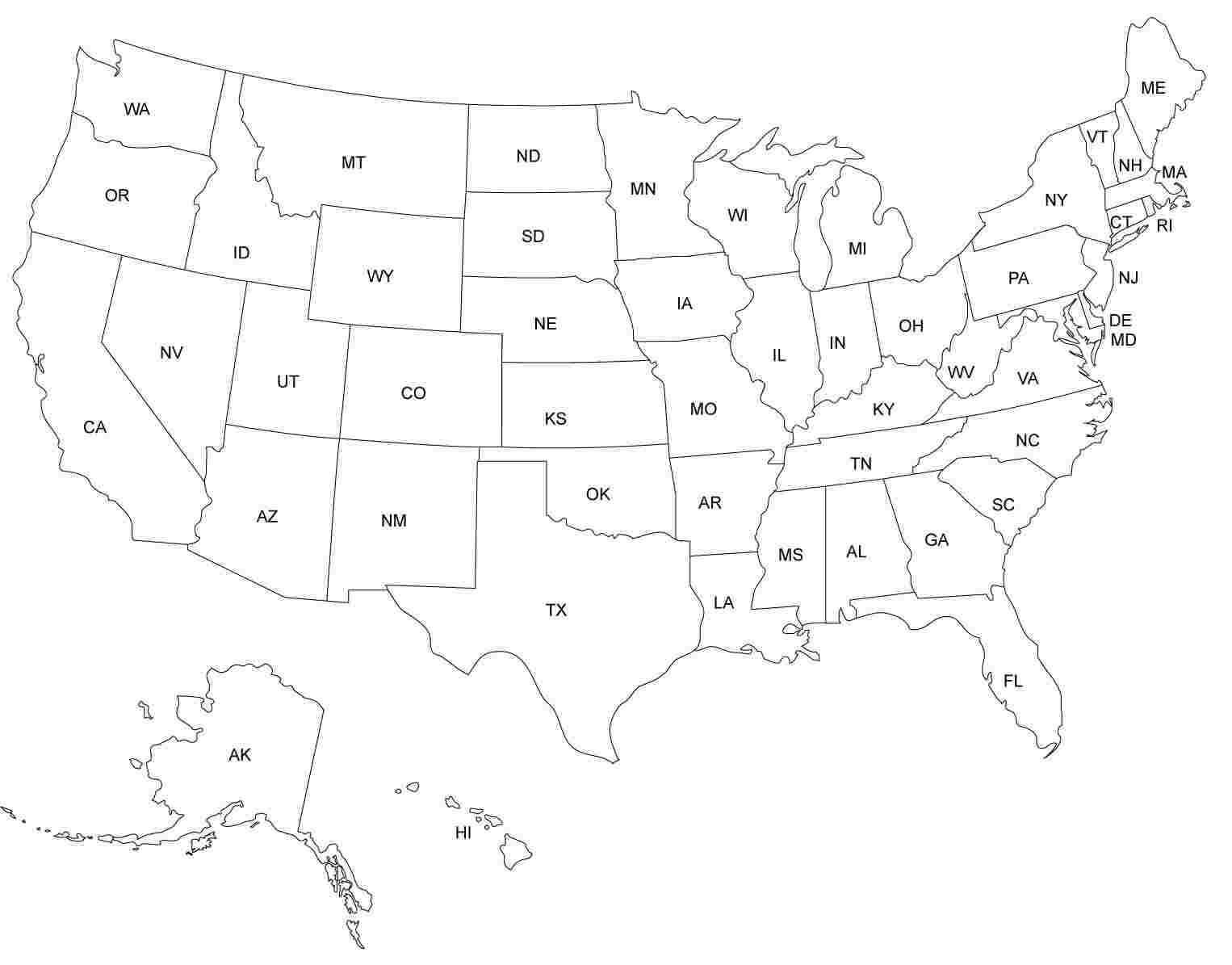 Free Printable Blank Map Of The United States Of America Inside Blank Template Of The United States