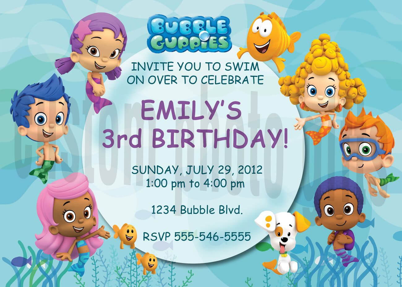 Free Printable Bubble Guppies Invitations | Party In Bubble Guppies Birthday Banner Template